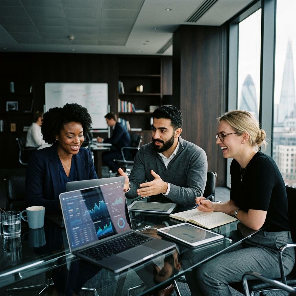 SterlingVault AI quantitative trading analysts in London office